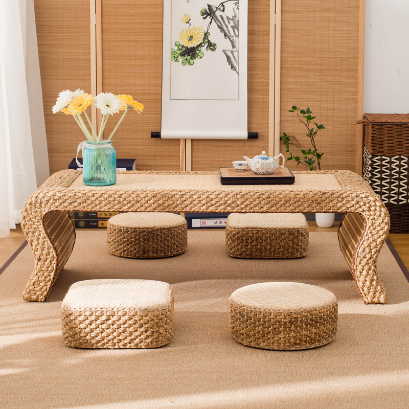 Rustic Bohemian Unique Tatami Coffee or Tea Table Handcrafted Floor Center Table for Sitting on Bay Window Home Decor Boho