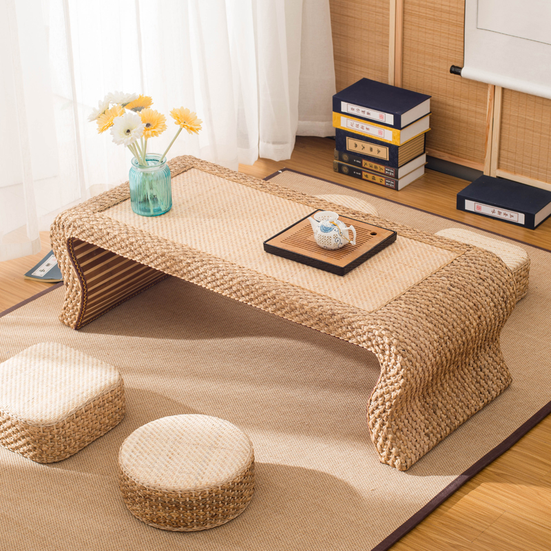 Rustic Bohemian Unique Tatami Coffee or Tea Table Handcrafted Floor Center Table for Sitting on Bay Window Home Decor Boho