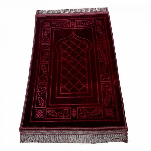 Однотонный тисненый мусульманский коврик для моления портативный молитвенный коврик