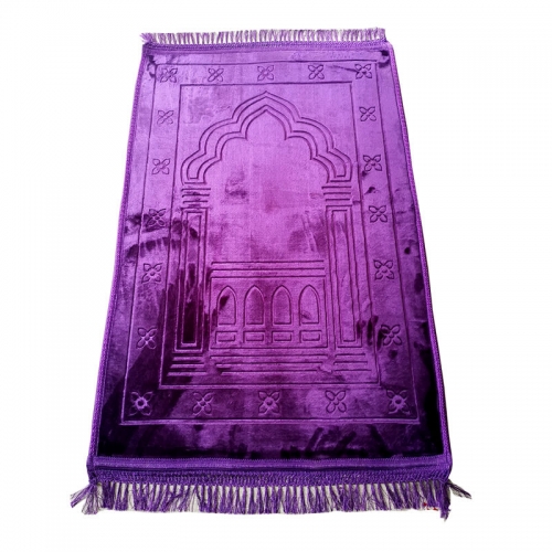 Однотонный тисненый мусульманский коврик для моления портативный молитвенный коврик