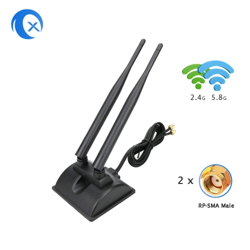 Dual Band WiFi Antenna, Innotic 2.4Ghz 5.8Ghz WiFi Antenna RP-SMA Male Connector for PCI-E Wireless Network Card Wireless Hotspot