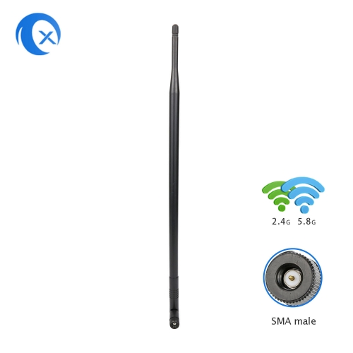 9dBi 2.4GHz 5.8GHz Dual Band WiFi Antenna Omni-Directional Wireless Antenna with SMA Connector for Wireless Network Router, PCI/PCIe Card, USB Adapter