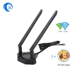 2.4/5.8G Dual-band 5dBi high gain magnetic mount WiFi extender replaceable antenna with RG174 cable for AP PC PCI card