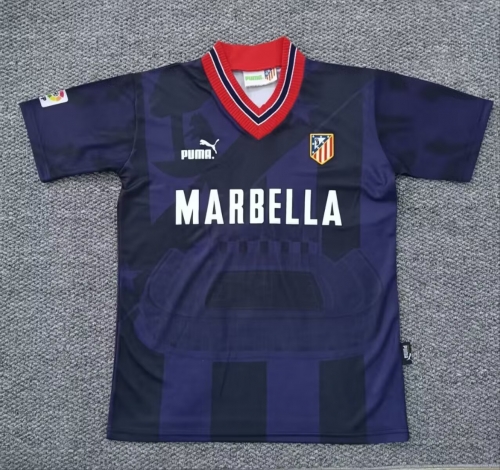 95/96 Retro Version Atlético Madrid 2nd Away Blue & Red Thailand Soccer Jersey AAA-301