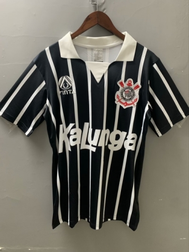 90 Retro Version Corinthians Away Black Thailand Soccer Jersey AAA-FY