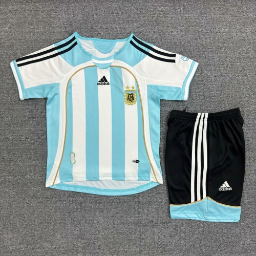 Kids 06 Retro Argentina Home Blue and White Kids/Youth Soccer Uniform-1040/811