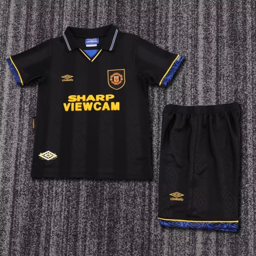 Kids 94-94 Retro Version Man United Away Black Kids/Youth Soccer Uniform-811