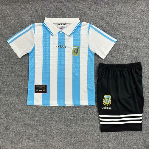 Kids 1994 Retro Argentina Home Blue and White Kids/Youth Soccer Uniform-1040/811