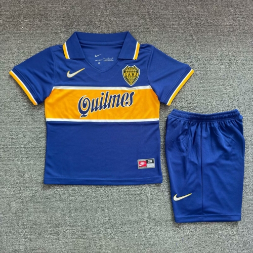 Kids 1996/97 Retro Version BOCA Juniors Home Yellow & Royal Blue Kids/Youth Soccer Uniform-1040/811