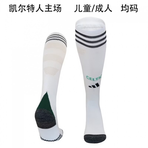 Adult /Kids 2025/26 Celtic Home White Thailand Soccer Socks
