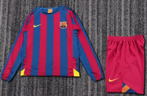 Kids 05/06 Retro League Version Barcelona Home Blue & Red LS Kids/Youth Soccer Uniform-811