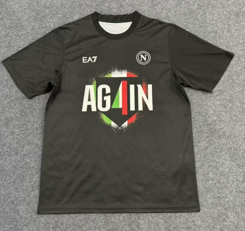 2024/25 Champion Version Napoli Black Soccer Cotton T-Shirts-07/308