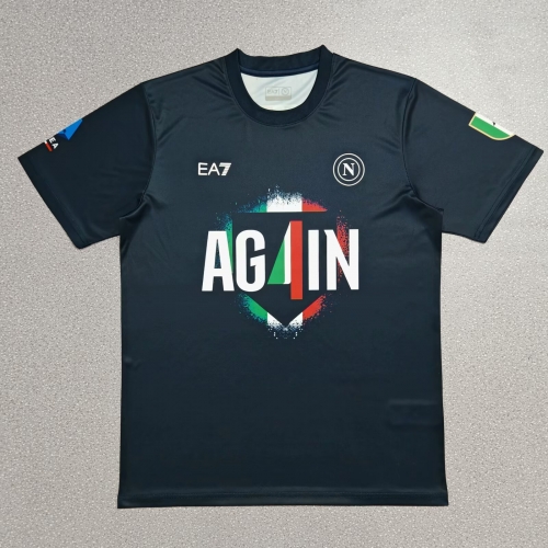 2025/26 Champion Version Napoli Dark Blue Soccer Cotton T-Shirts-07