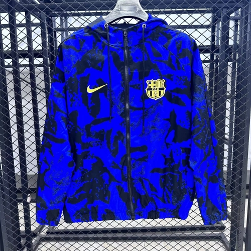 2025-26 Barcelona Blue & Black Soccer Windbreaker Hoodies Top-47