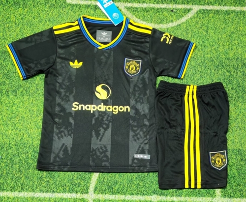 Kids 2025/26 Man United 2nd Away Black Kids/Youth Soccer Uniform-812/522/123