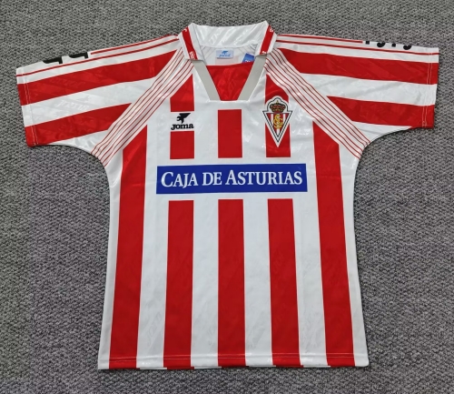 94/95 Retro Version Sporting de Gijón Home Red & White Thailand Soccer Jersey AAA-301