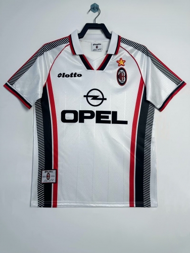 97/98 Retro Version AC Milan Away White Thailand Soccer Jersey AAA-811