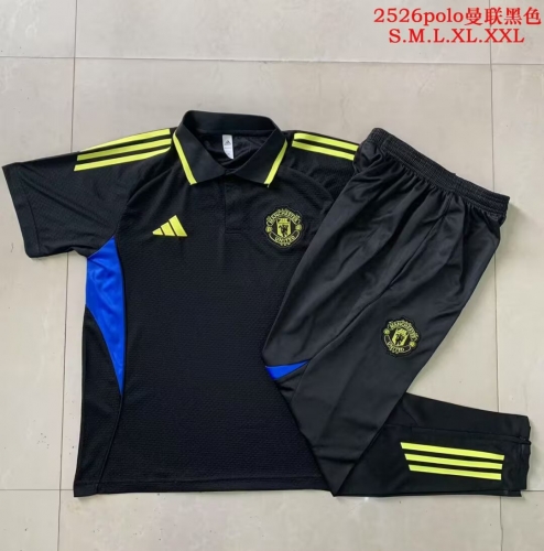 2025/26 Manchester United Black Thailand Polo Uniform-815