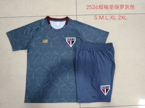 2025/26 Sao Paulo Blue & Gray Shorts-Sleeve Thailand Soccer Uniform-815