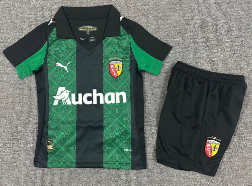 kids 2025/26 RC Lens Away Black & Green Kids/Youth Soccer Uniform AAA-1040/522/208