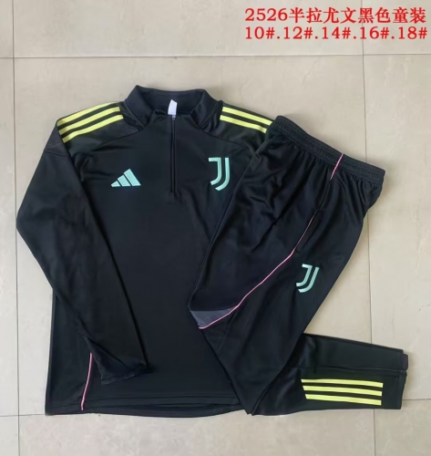 Kids 2025/26 Juventus FC Black Kids/Youth Thailand Tracksuit Uniform-815/411