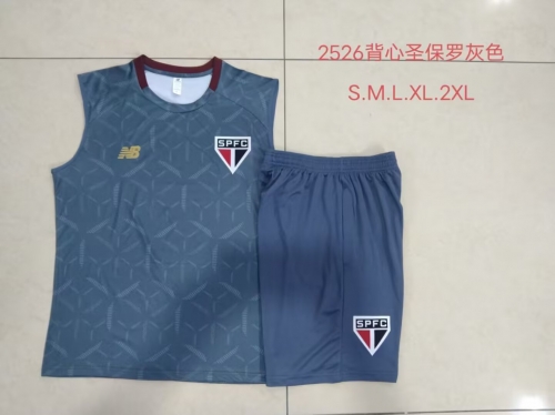 2025/26 Sao Paulo Gray & Blue Thailand Soccer Tracksuit Uniform-815