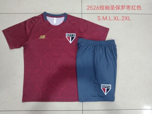 2025/26 Sao Paulo Red Shorts-Sleeve Thailand Soccer Uniform-815