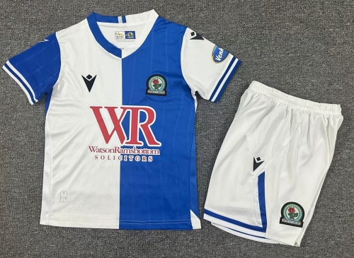Kids 2025/26 Blackburn Rovers Home White & Blue Kids/Youth Soccer Uniform-1040