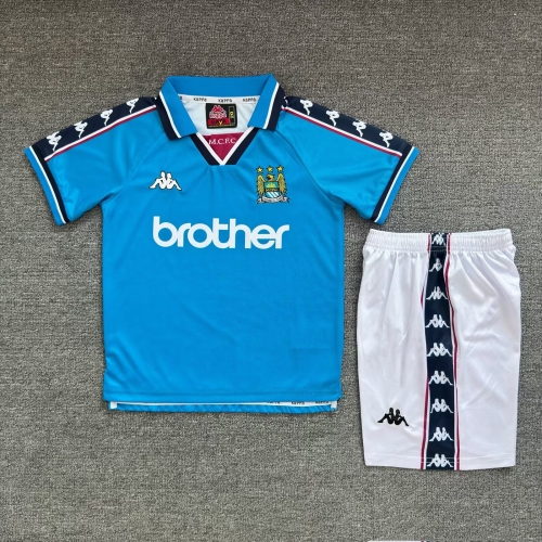 Kids 97-98 Retro Version Manchester City Home Blue Kids/Youth Soccer Uniform-1040/811