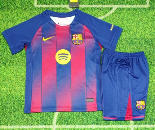 Kids 2025/26 Barcelona Home Blue & Red Kids/Youth Soccer Uniform-522/123/507