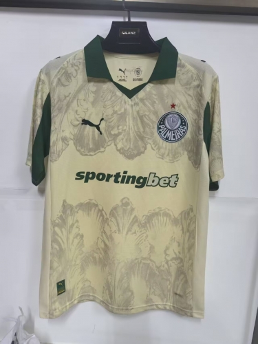 2025/26 SE Palmeiras 2nd Away Light Yellow Thailand Soccer Jersey AAA-23/1116