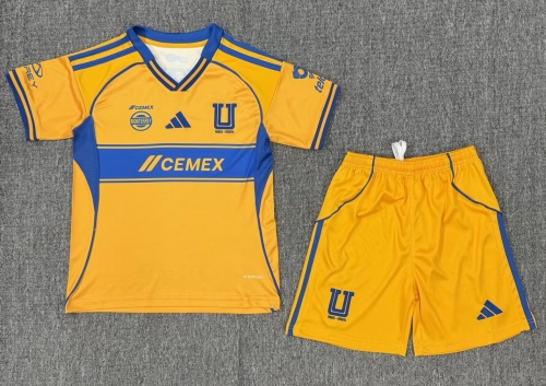 Kids 2025/26 Tigres UANL Home Yellow Kids/Youth Soccer Uniform-912/522/507/208