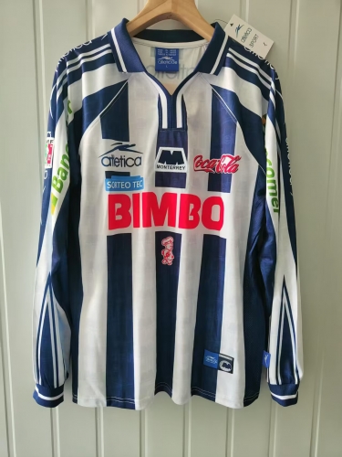 99/00 Retro Version Monterrey Home Blue & White LS Thailand Soccer Jersey AAA-1041/2178/2041