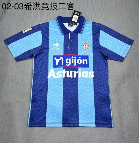 02/03 Retro Version Sporting de Gijón 2nd Away Blue Thailand Soccer Jersey AAA-709