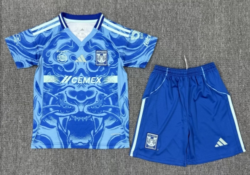 Kids 2025/26 Tigres UANL Away Blue Kids/youth Soccer Uniform-208/522/507