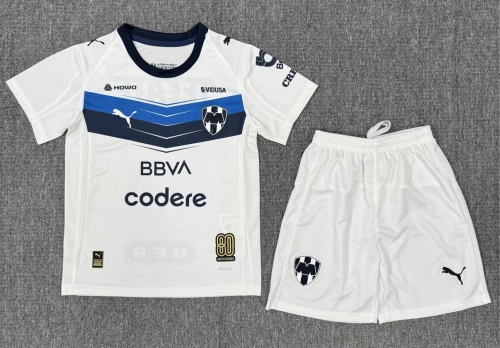 Kids 2025/26 Monterrey Away White Kids/Yotuh Soccer Uniform-522