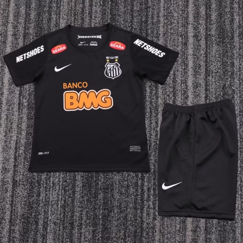 Kids 2013 Retro Version Santos FC Black Kids/Youth Soccer Uniform-811