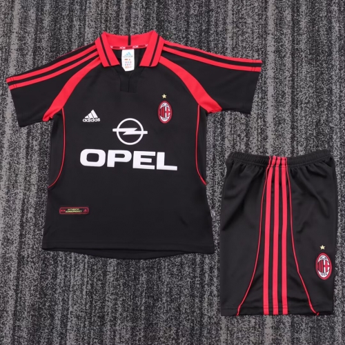 00/01 Retro Version AC Milan 2nd Away Black Kids/Youth Soccer Uniform-811