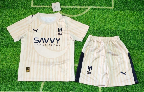 Kids 2025/26 Club World Cup Al Hilal FC Away Light Yellow Kids/Youth Soccer Uniform-507