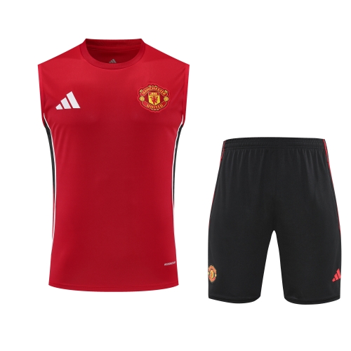 2025/26 Manchester United Red Thailand Soccer Training Vest Suit-418