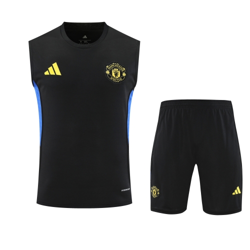 2025/26 Manchester United Black Thailand Soccer Training Vest Set-418/815