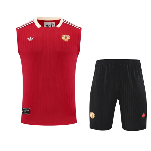 2025/26 Manchester United Red Thailand Soccer Training Vest Suit-418