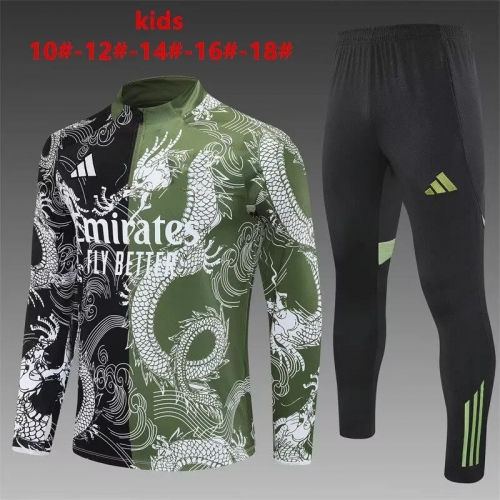 Kids 2025/26 Special Version Rea Madrid Black & Green Kids/Youth Soccer Tracksuit Uniform-801