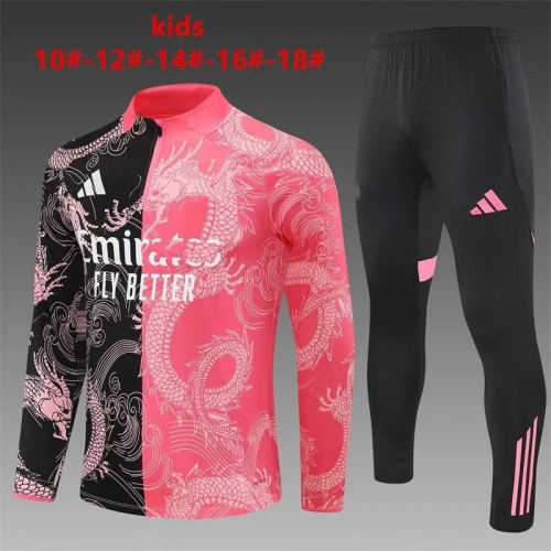 Kids 2025/26 Special Version Rea Madrid Black & Pink Kids/Youth Soccer Tracksuit Uniform-801