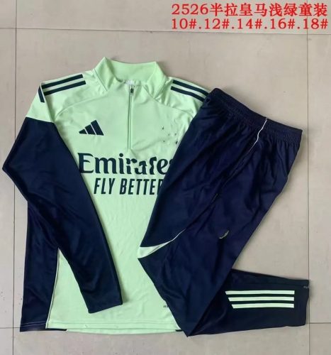 Kids 2025/26 Rea Madrid Light Green Kids/Youth Soccer Tracksuit Uniform-815