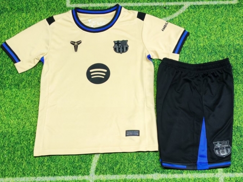 Kids 2025/26 Special Version Barcelona Away Yellow Kids/Youth Soccer Uniform-123/507/522