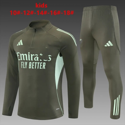 Kids 2025/26 Rea Madrid Khaki Kids/Youth Soccer Tracksuit Uniform-801