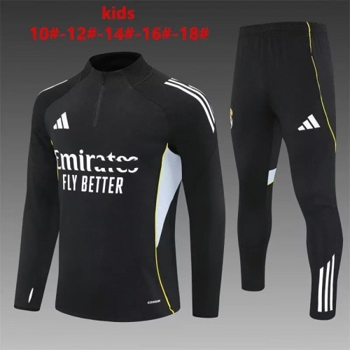 Kids 2025/26 Rea Madrid Black Kids/Youth Soccer Tracksuit Uniform-801