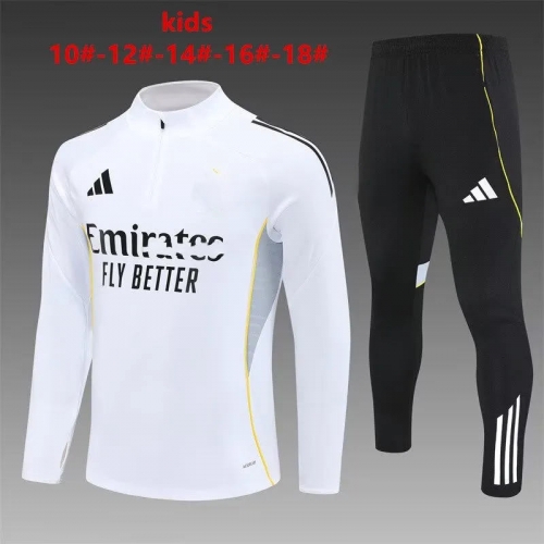 Kids 2025/26 Rea Madrid White Kids/Youth Soccer Tracksuit Uniform-801