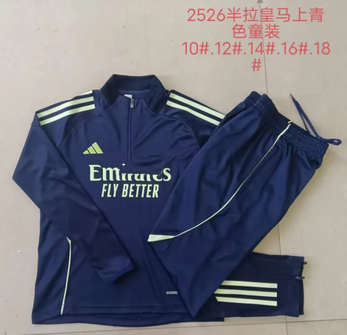 Kids 2025/26 Rea Madrid Cyan Kids/Youth Soccer Tracksuit Uniform-815